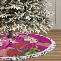 Hawaiian and Japanese Culture Together Tree Skirt Pink Ohia Lehua Plumeria and Sakura Blooming - Polynesian Pride