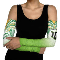 Custom Cook Islands Rugby League Arm Sleeves Tatau Tribal Motifs-Light Green Color - Polynesian Pride