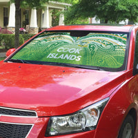 Cook Islands Rugby League Auto Sun Shade Tatau Tribal Motifs-Light Green Color - Polynesian Pride