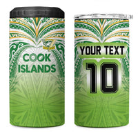 Custom Cook Islands Rugby League 4 in 1 Can Cooler Tumbler Tatau Tribal Motifs-Light Green Color - Polynesian Pride