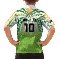 Custom Cook Islands Rugby League Family Matching Mermaid Dress and Hawaiian Shirt Tatau Tribal Motifs-Light Green Color LT03 - Polynesian Pride