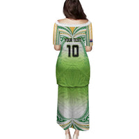 Custom Cook Islands Rugby League Family Matching Puletasi and Hawaiian Shirt Tatau Tribal Motifs-Light Green Color - Polynesian Pride