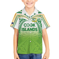 Custom Cook Islands Rugby League Family Matching Summer Maxi Dress and Hawaiian Shirt Tatau Tribal Motifs-Light Green Color - Polynesian Pride