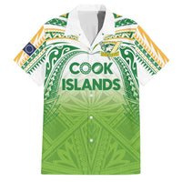Custom Cook Islands Rugby League Family Matching Tank Maxi Dress and Hawaiian Shirt Tatau Tribal Motifs-Light Green Color LT03 Dad's Shirt - Short Sleeve Green - Polynesian Pride