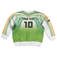 Custom Cook Islands Rugby League Kid Ugly Christmas Sweater Tatau Tribal Motifs-Light Green Color - Polynesian Pride