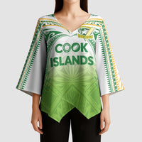 Custom Cook Islands Rugby League Kimono Sleeve Blouse Tatau Tribal Motifs-Light Green Color - Polynesian Pride