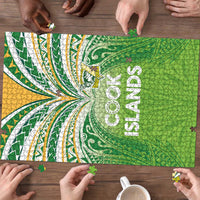 Cook Islands Rugby League Puzzle Tatau Tribal Motifs-Light Green Color - Polynesian Pride