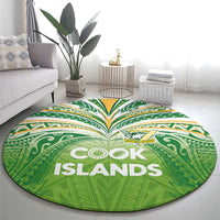 Cook Islands Rugby League Round Carpet Tatau Tribal Motifs-Light Green Color - Polynesian Pride