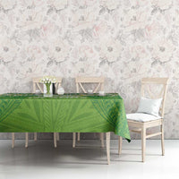 Cook Islands Rugby League Tablecloth Tatau Tribal Motifs-Light Green Color - Polynesian Pride