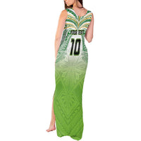 Custom Cook Islands Rugby League Tank Maxi Dress Tatau Tribal Motifs-Light Green Color - Polynesian Pride