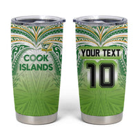 Custom Cook Islands Rugby League Tumbler Cup Tatau Tribal Motifs-Light Green Color - Polynesian Pride
