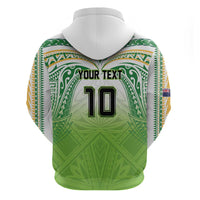 Custom Cook Islands Rugby League Zip Hoodie Tatau Tribal Motifs-Light Green Color - Polynesian Pride