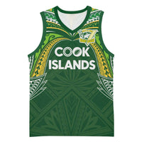 Custom Cook Islands Rugby League Basketball Jersey Tatau Tribal Motifs-Dark Green Color - Polynesian Pride