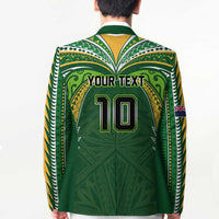 Custom Cook Islands Rugby League Blazer Tatau Tribal Motifs-Dark Green Color - Polynesian Pride