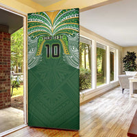Custom Cook Islands Rugby League Door Cover Tatau Tribal Motifs-Dark Green Color - Polynesian Pride