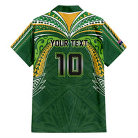 Custom Cook Islands Rugby League Family Matching Long Sleeve Bodycon Dress and Hawaiian Shirt Tatau Tribal Motifs-Dark Green Color - Polynesian Pride