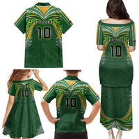 Custom Cook Islands Rugby League Family Matching Puletasi and Hawaiian Shirt Tatau Tribal Motifs-Dark Green Color - Polynesian Pride