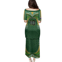 Custom Cook Islands Rugby League Family Matching Puletasi and Hawaiian Shirt Tatau Tribal Motifs-Dark Green Color - Polynesian Pride