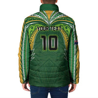 Custom Cook Islands Rugby League Padded Jacket Tatau Tribal Motifs-Dark Green Color - Polynesian Pride