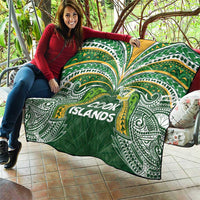 Cook Islands Rugby League Quilt Tatau Tribal Motifs-Dark Green Color - Polynesian Pride