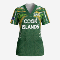 Custom Cook Islands Rugby League Scrub Top Tatau Tribal Motifs-Dark Green Color - Polynesian Pride