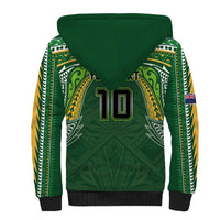 Custom Cook Islands Rugby League Sherpa Hoodie Tatau Tribal Motifs-Dark Green Color - Polynesian Pride