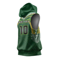 Custom Cook Islands Rugby League Sleeveless Hoodie Tatau Tribal Motifs-Dark Green Color - Polynesian Pride