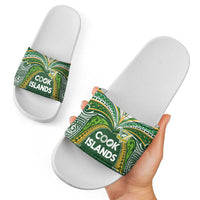 Cook Islands Rugby League Slide Sandals Tatau Tribal Motifs-Dark Green Color - Polynesian Pride