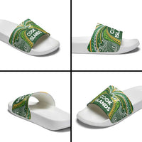 Cook Islands Rugby League Slide Sandals Tatau Tribal Motifs-Dark Green Color - Polynesian Pride