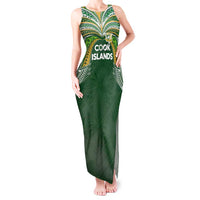Custom Cook Islands Rugby League Tank Maxi Dress Tatau Tribal Motifs-Dark Green Color - Polynesian Pride
