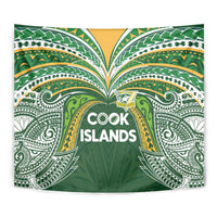 Cook Islands Rugby League Tapestry Tatau Tribal Motifs-Dark Green Color - Polynesian Pride