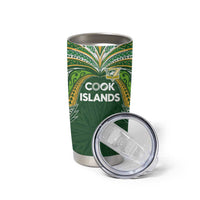 Custom Cook Islands Rugby League Tumbler Cup Tatau Tribal Motifs-Dark Green Color - Polynesian Pride