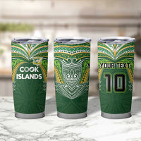 Custom Cook Islands Rugby League Tumbler Cup Tatau Tribal Motifs-Dark Green Color - Polynesian Pride