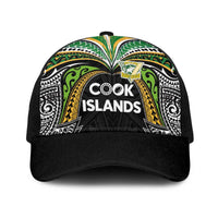Cook Islands Rugby League Baseball Net Cap Tatau Tribal Motifs-Black Color LT03 One Size Black Black - Polynesian Pride