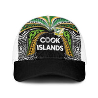Cook Islands Rugby League Baseball Net Cap Tatau Tribal Motifs-Black Color LT03 One Size White Black - Polynesian Pride
