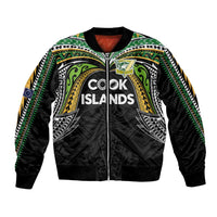 Custom Cook Islands Rugby League Bomber Jacket Tatau Tribal Motifs-Black Color - Polynesian Pride