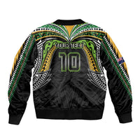 Custom Cook Islands Rugby League Bomber Jacket Tatau Tribal Motifs-Black Color - Polynesian Pride