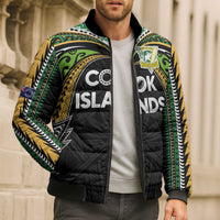 Custom Cook Islands Rugby League Bomber Puffer Jacket Tatau Tribal Motifs-Black Color - Polynesian Pride