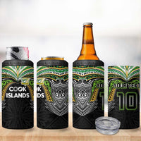 Custom Cook Islands Rugby League 4 in 1 Can Cooler Tumbler Tatau Tribal Motifs-Black Color - Polynesian Pride