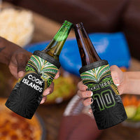 Custom Cook Islands Rugby League 4 in 1 Can Cooler Tumbler Tatau Tribal Motifs-Black Color - Polynesian Pride