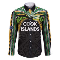 Custom Cook Islands Rugby League Family Matching Long Sleeve Bodycon Dress and Hawaiian Shirt Tatau Tribal Motifs-Black Color - Polynesian Pride
