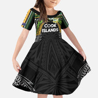 Custom Cook Islands Rugby League Family Matching Mermaid Dress and Hawaiian Shirt Tatau Tribal Motifs-Black Color - Polynesian Pride
