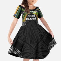 Custom Cook Islands Rugby League Family Matching Puletasi and Hawaiian Shirt Tatau Tribal Motifs-Black Color - Polynesian Pride
