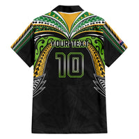 Custom Cook Islands Rugby League Family Matching Short Sleeve Bodycon Dress and Hawaiian Shirt Tatau Tribal Motifs-Black Color - Polynesian Pride