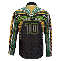 Custom Cook Islands Rugby League Family Matching Short Sleeve Bodycon Dress and Hawaiian Shirt Tatau Tribal Motifs-Black Color - Polynesian Pride