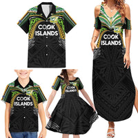 Custom Cook Islands Rugby League Family Matching Summer Maxi Dress and Hawaiian Shirt Tatau Tribal Motifs-Black Color - Polynesian Pride