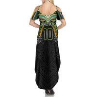 Custom Cook Islands Rugby League Family Matching Summer Maxi Dress and Hawaiian Shirt Tatau Tribal Motifs-Black Color - Polynesian Pride