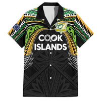 Custom Cook Islands Rugby League Family Matching Tank Maxi Dress and Hawaiian Shirt Tatau Tribal Motifs-Black Color - Polynesian Pride