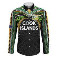 Custom Cook Islands Rugby League Family Matching Tank Maxi Dress and Hawaiian Shirt Tatau Tribal Motifs-Black Color - Polynesian Pride