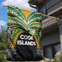 Cook Islands Rugby League Garden Flag Tatau Tribal Motifs-Black Color - Polynesian Pride